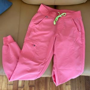 Hot coral Figs joggers